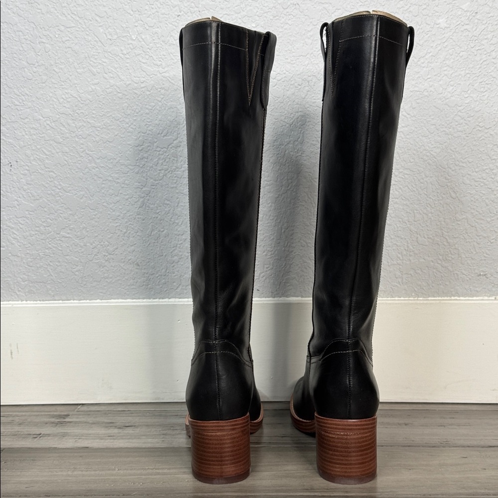 NINE WEST HECEE BLACK LEATHER KNEE-HIGH BOOTS VINTAGE CAMPUS STYLE **NIB** - Picture 11 of 16